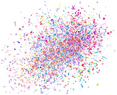 Çok renkli düşme ile renkli desen beyaz zemin üzerine konfeti. Doku pırıltılar tasarımı için ile. Tebrik kartları. Basım endüstrisi, poster, afiş ve tekstil baskı