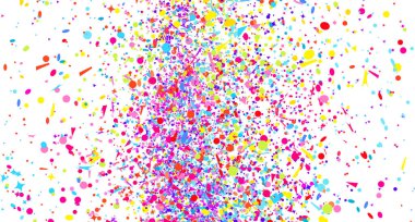 Bright background with colored confetti. Pattern for design. Print for polygraphy, posters, t-shirts and textiles. Greeting cards. Explosion. Firework clipart