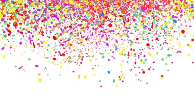 Beyaz üzerine konfeti yalıtım. Lüks doku. Parlak Festival arka plan ile çok renkli pırıltılar. Desen tasarım