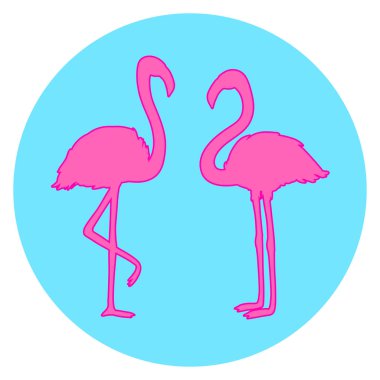 Flamingo. Çizgi film kuşlar. Parlak renkler. Basım endüstrisi, t-shirtler ve Tekstil için yazdırın. Web simgesi
