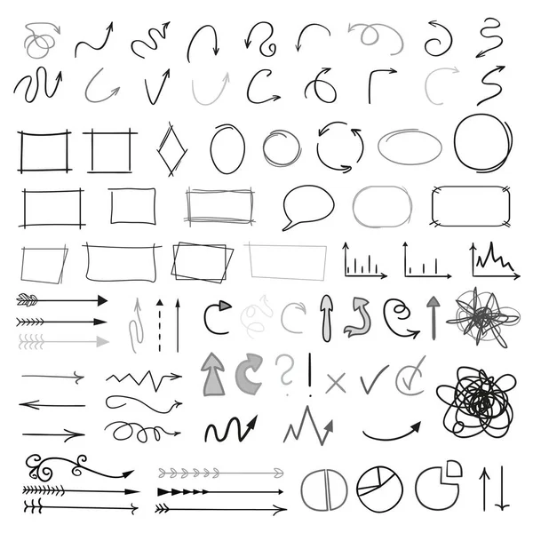Інфографічні Елементи Ізольованому Фоні Великий Набір Різних Знаків Рука Намальована — стоковий вектор