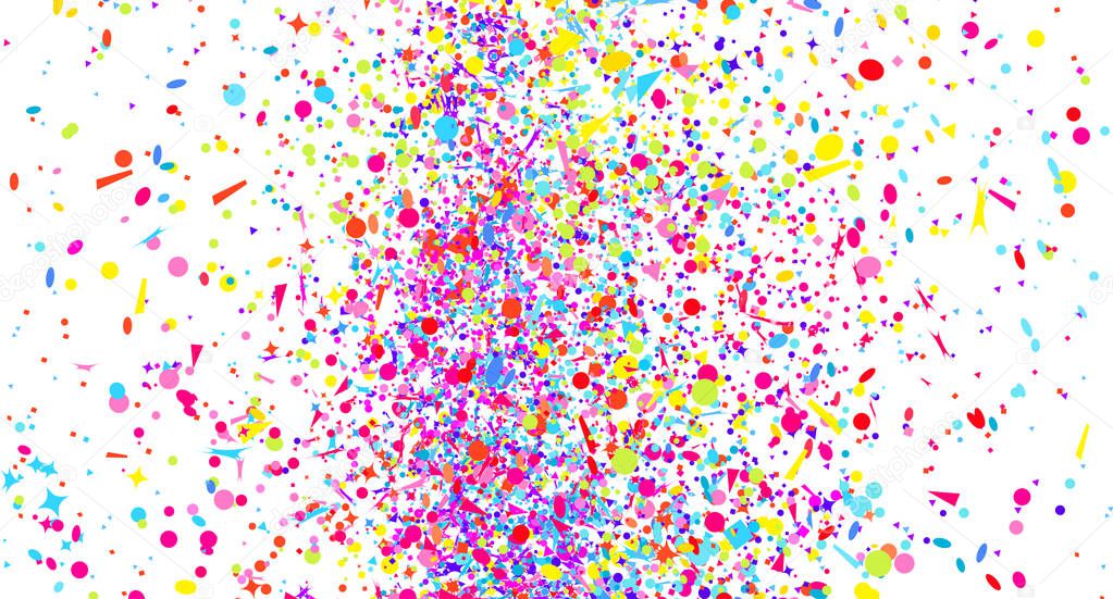 Bright background with colored confetti. Pattern for design. Print for polygraphy, posters, t-shirts and textiles. Greeting cards. Explosion. Firework