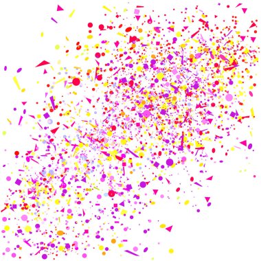 Patlama. Havai fişek. Beyaz üzerine rastgele geometrik öğelerle doku. Konfeti ile geometrik arka plan. Desen tasarımı için. Afiş, poster, tişört ve Tekstil için yazdırın. Tebrik kartları