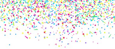 Beyaz izole konfeti. Lüks doku. Parlak arka plan ile çok renkli pırıltılar. Desen tasarımı için. El ilanları, poster, afiş ve Tekstil için yazdırın. Dekoratif stili