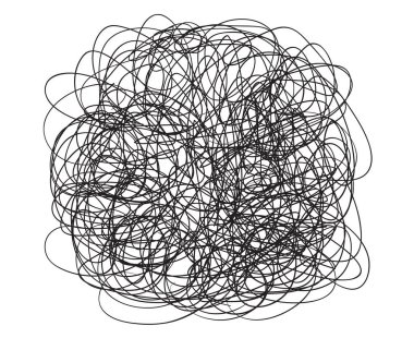 El arka plan çizgiler dizisi ile çekilmiş. Karışık ve üzerinde beyaz kaos. Karalama kroki. Karmaşık kaotik doku. Evrensel desen. Sanat yaratma. Siyah beyaz resim. T-shirt baskı