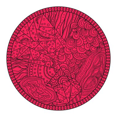 Zendala beyaz. El Daire mandala soyut desenler ile izole arka plan üzerinde çekilmiş. Yetişkinler için manevi rahatlama için tasarım. Afiş, t-shirt ve el ilanları için yazdırın. Web simgesi. Zentangle