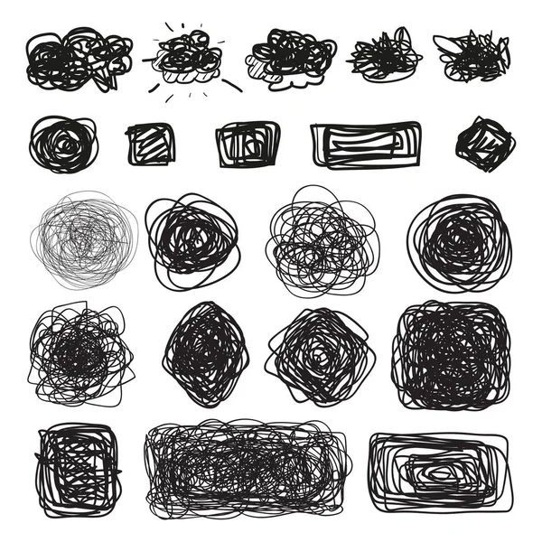 Hand Drawn Simple Chaotic Elements White Doodles Design Line Art — Stock Vector