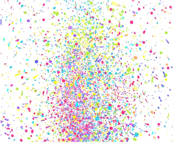 Confetti Multicolori Bianco Isolato Sfondo Geometrico Festivo Con Brillantini Modello — Vettoriale Stock