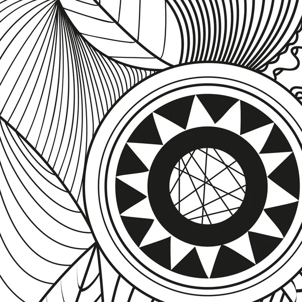 Quadratische Muster Auf Weiß Zentral Handgezeichnetes Mandala Auf Isoliertem Hintergrund — Stockvektor