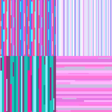 Kesintisiz renkli desenleri kümesi. Renkleri oldukça açık. Yüzey soyut geometrik duvar kağıdı. Çizgili arka planlar. Basım endüstrisi, poster, tişört ve Tekstil için yazdırın. İş için doodle