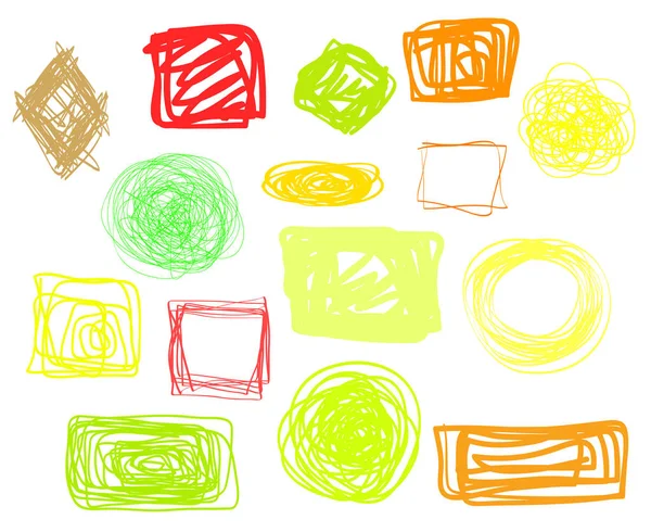 Cadres Géométriques Chaotiques Sur Blanc Isolé Frontières Enchevêtrées Abstraites Colorées — Image vectorielle