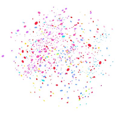 Renkli daire desen beyaz üzerine geometrik öğelerle. Konfeti ile tatil arka plan. Doku pırıltılar üzerinden. Çerçeve şenlikli. Afiş, poster, tişört ve Tekstil için yazdırın. Tebrik kartları