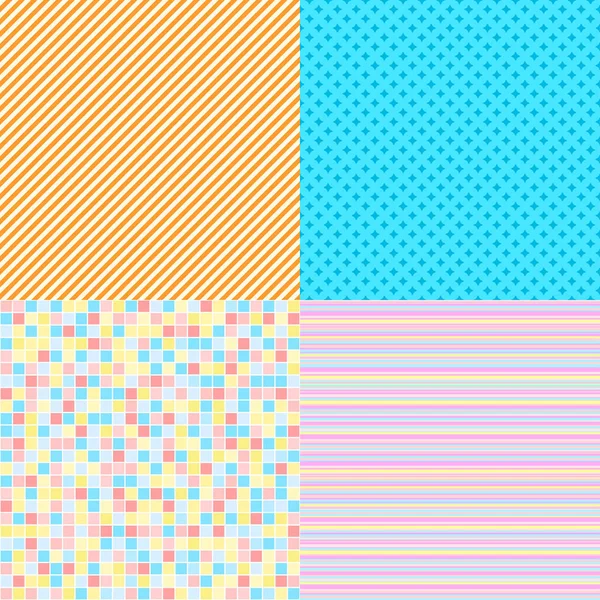 Set Seamless Colored Patterns Pretty Bright Colors Abstract Geometric Wallpaper — Stock Vector