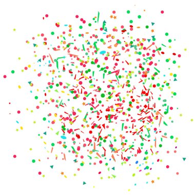 Çok renkli parlak konfeti izole beyaz. Pırıltılar ile geometrik arka plan. Daire desen tasarımı için. El ilanları, poster, afiş ve Tekstil için yazdırın. Tebrik kartları. Lüks doku