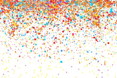 Konfeti. Parlak patlama. Doku izole beyaz üzerine rastgele geometrik öğelerle. Arka plan. Desen tasarımı için. Basım endüstrisi, poster, tişört ve Tekstil için yazdırın. Tebrik kartları