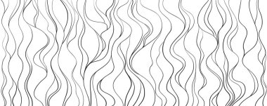 Dalgalı arka plan. Elle çizilmiş çizgiler. Saç dokusu. Tek renkli dalga paterni. Doodle tasarımı için. Hat sanatı. İllüstrasyon iş için. Yetişkinler için manevi rahatlama için tasarım. Siyah ve beyaz duvar kağıdı