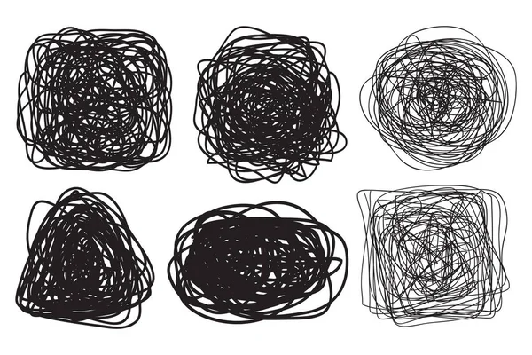 Signos Geométricos Grunge Sobre Fondo Aislado Gran Set Blanco Dibujado — Archivo Imágenes Vectoriales