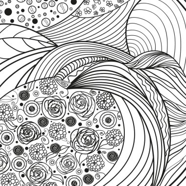 Beyaz kare desen. Zentangle. Yalıtılmış zemin üzerine çizilmiş mandala ver. Yetişkinler için manevi rahatlama için tasarım. El ilanları ve afiş için yazdırın. Siyah beyaz resim boyama