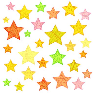 Beyaz renkli parlak yıldız. Soyut desenler izole arka plan üzerinde renkli. Yetişkinler için manevi rahatlama için tasarım. Zen sanat. Zentangle. Karmaşık sembolleri. Tebrik kartları. Vintage tarzı