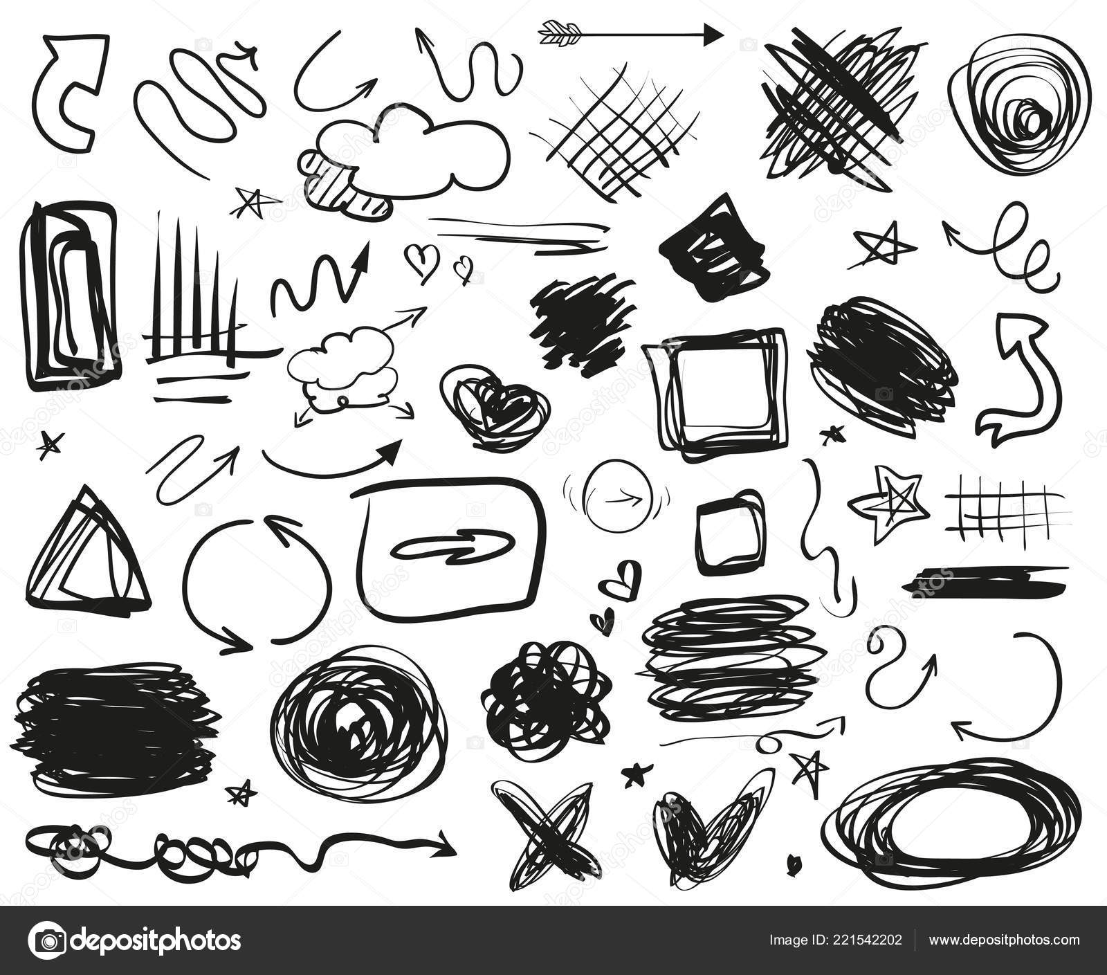 在独立背景上图表元素白色的大设置手画纠结的符号设计和商业的涂鸦垃圾标志线条艺术抽象箭头椭圆形和矩形框架图库矢量图©MikaBesfamilnaya  221542202, image size:1600x1409