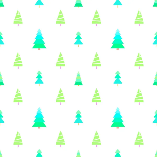 クリスマス ツリーとのシームレスなパターン 幾何学的な背景 明るい質感 抽象的な幾何学的な壁紙 デザインの落書き — ストックベクタ