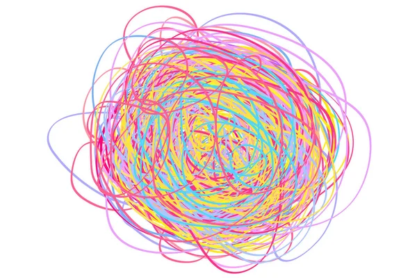 Kleurrijk Verstrengeld Met Wit Chaos Patroon Krabbel Schets Heldere Achtergrond — Stockvector