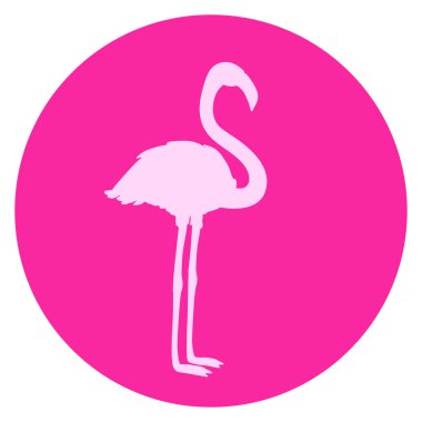 Flamingo. Karikatür kuş. Basım endüstrisi, t-shirt ve Tekstil için görüntü. Web simgesi