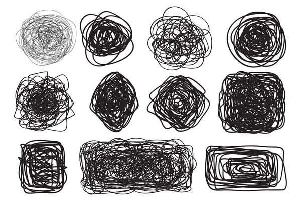 Хаос Формирует Дизайн Абстрактные Запутанные Текстуры Случайные Хаотические Линии Нарисованные — стоковый вектор