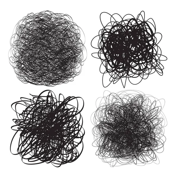 Formes Enchevêtrées Sur Blanc Des Schémas Chaos Scribble Milieux Avec — Image vectorielle