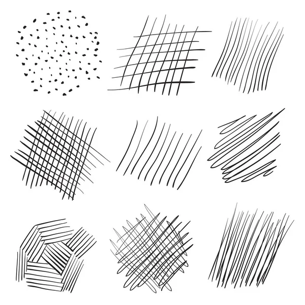 行の配列と背景 複雑な混沌としたテクスチャ 波状の背景 手には もつれたパターンが描画されます 黒と白のイラスト ポスターやチラシの要素 — ストックベクタ