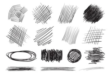 Backgrounds with array of lines. Intricate chaotic textures. Wavy backdrops. Hand drawn tangled patterns. Black and white illustration. Elements for posters and flyers clipart