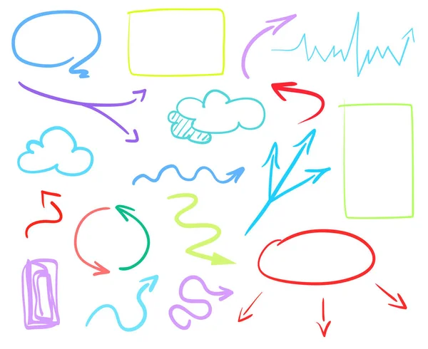 Flèches Abstraites Eléments Infographiques Multicolores Isolés Sur Blanc Ensemble Différents — Image vectorielle