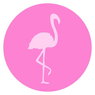 Flamingo. Karikatür kuş. Basım endüstrisi, t-shirt ve Tekstil için görüntü. Web simgesi. Renkli çizimi