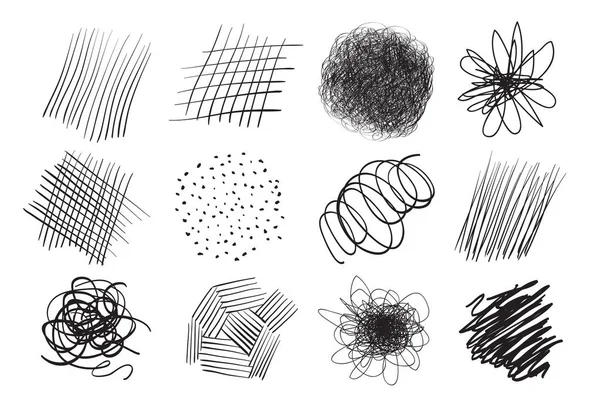 Ručně Kreslených Čar Izolované Pozadí Chaotické Textury Vylíhnutí Vlnité Zamotaný — Stockový vektor