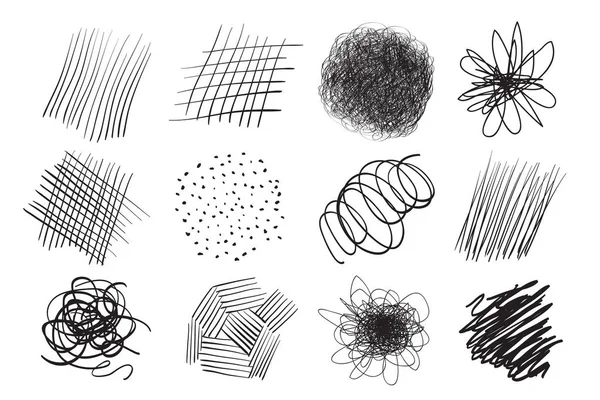 Lignes Dessinées Main Sur Fond Isolé Textures Chaotiques Avec Éclosion — Image vectorielle