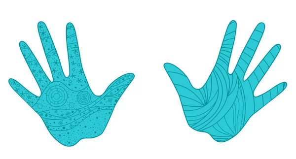 Руки Абстрактними Візерунками Ізольованому Фоні Дизайн Духовної Релаксації Дорослих Дзен — стоковий вектор