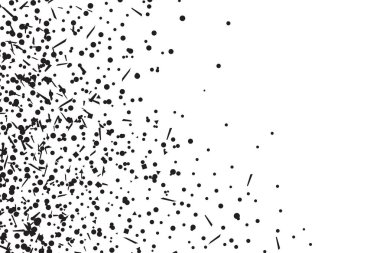 Konfeti izole beyaz zemin üzerinde. Geometrik dokulu ve pırıltılar. Afiş, poster ve el ilanları için görüntü. Tebrik kartları. Siyah beyaz resim