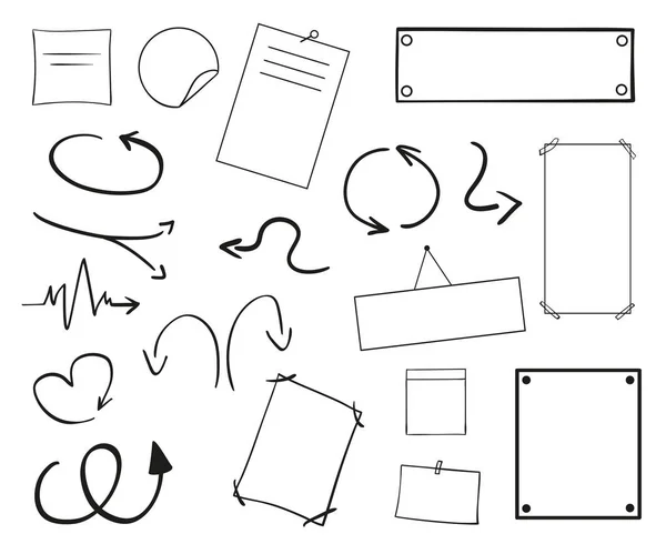独立背景上的信息图表 收集白色的桌子 用于设计的箭头 手绘简单的标志 — 图库矢量图片