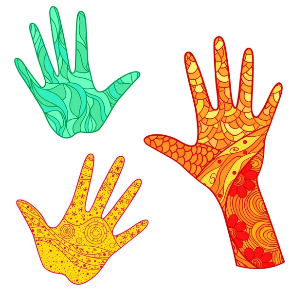 Руки Білому Вроджені Абстрактні Візерунки Ізольованому Фоні Дизайн Духовної Релаксації — стоковий вектор
