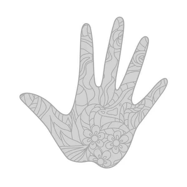 Рука Білому Абстрактні Візерунки Ізольованому Фоні Дизайн Духовної Релаксації Дорослих — стоковий вектор