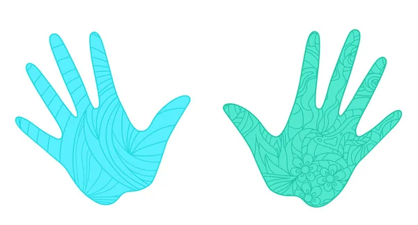 Руки Абстрактними Візерунками Ізольованому Фоні Дизайн Духовної Релаксації Дорослих Дзен — стоковий вектор