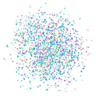 Konfeti izole beyaz zemin üzerinde. Doku ile birçok pırıltılar. Tatil öğeleri. El ilanları, afişler ve Tekstil için şablon. Tebrik kartları