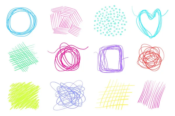 Hand Drawn Lines Isolated Background Chaotic Textures Hatching Wavy Tangled — Stock Vector