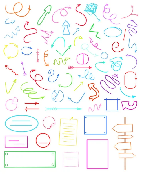 Círculos Abstractos Flechas Rectángulos Elementos Infográficos Multicolores Aislados Blanco Conjunto — Vector de stock