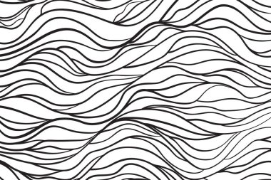 Dalgalı arka plan. El dalgalar çekilmiş. Çok çizgili şerit Soyut doku. Dalgalı desen. Siyah ve beyaz Gösterim amacıyla afiş, el ilanı veya posterler