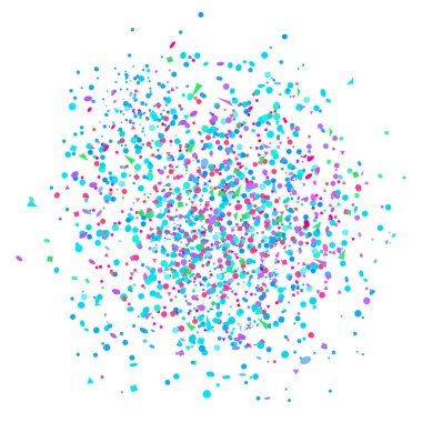 Konfeti izole beyaz. Geometrik arka plan ile çok renkli pırıltılar. Desen tasarımı için. Basım endüstrisi, poster, afiş ve Tekstil için yazdırın. Tebrik kartları. Lüks doku
