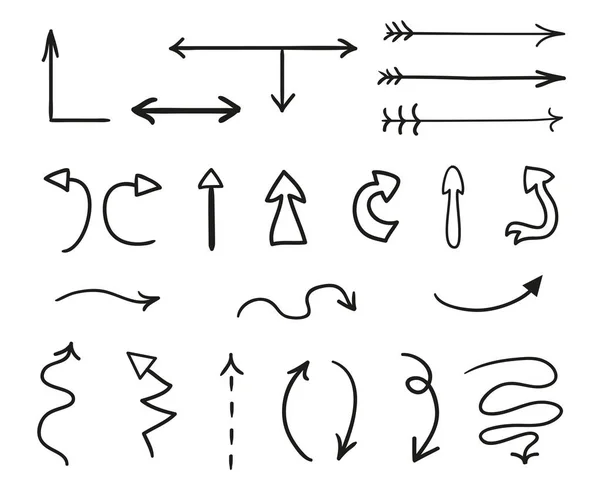 Elementos Infográficos Desenhados Mão Branco Flechas Abstratas Arte Linha Conjunto — Vetor de Stock