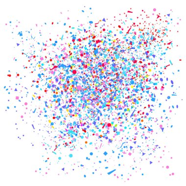 Konfeti izole beyaz zemin üzerinde. Doku ile birçok pırıltılar. Tatil öğeleri. El ilanları, afişler ve Tekstil için şablon. Tebrik kartları