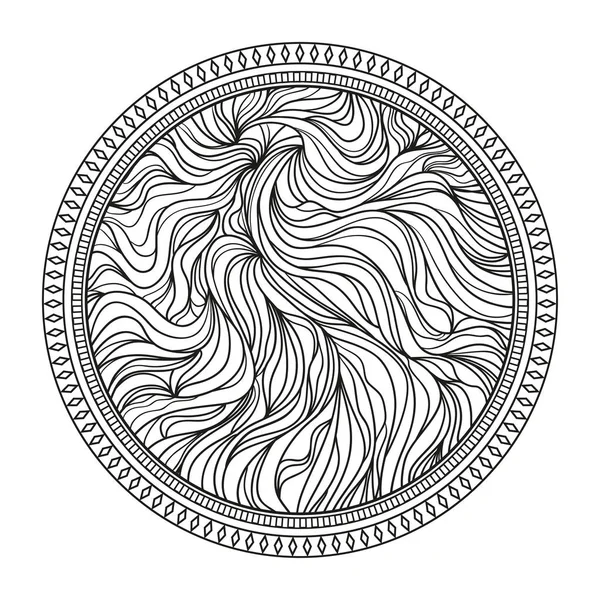 白色上的圆形复杂图案 手绘曼陀罗在孤立的背景 为成人设计精神放松 涂鸦的工作 黑色和白色插图 — 图库矢量图片