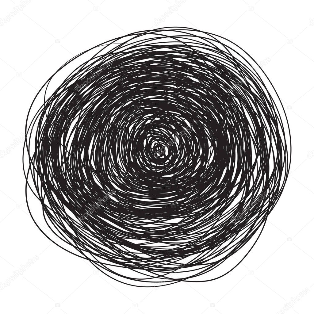 Chaos on white. Abstract tangled texture. Random chaotic lines. Hand drawn dinamic scrawls. Black and white illustration. Background with lines. Universal pattern
